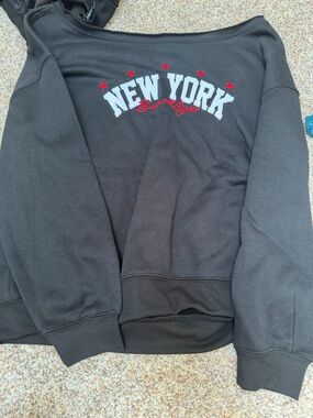 Harper Black Sweatpants with White & Red New York Script